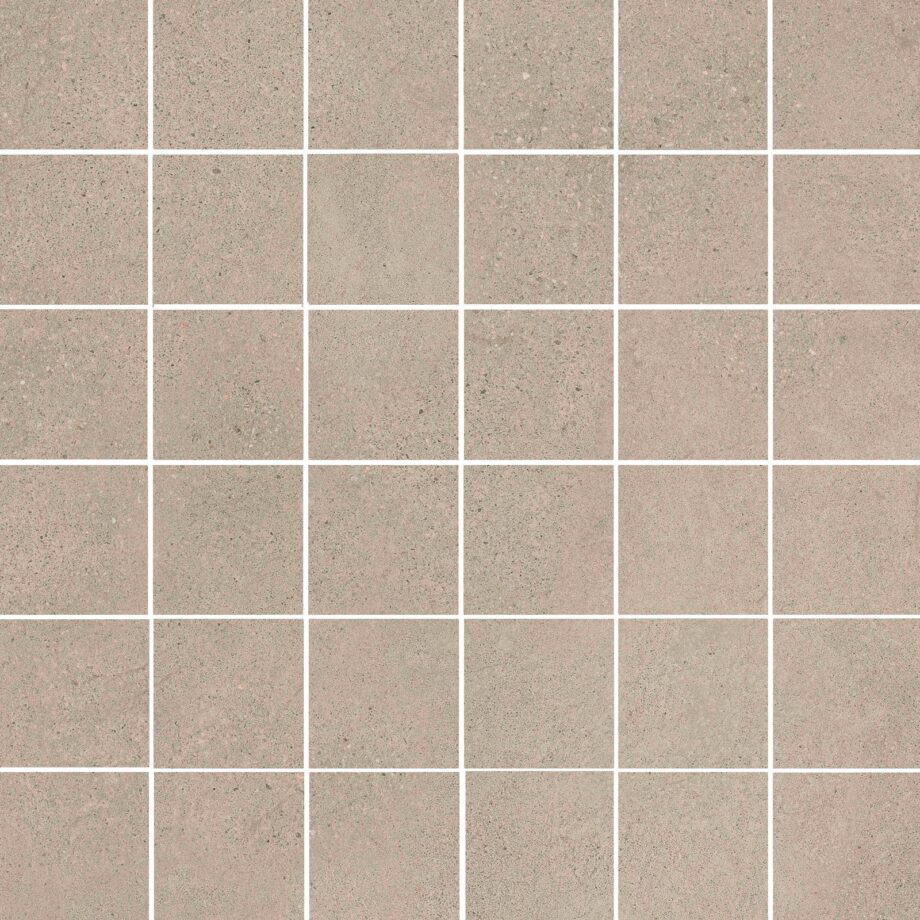 036.281.0408.04400-1 Mosaikfliese aus Feinsteinzeug in Betonoptik Tau Integra Greige 5x5, 30x30 cm, Greige