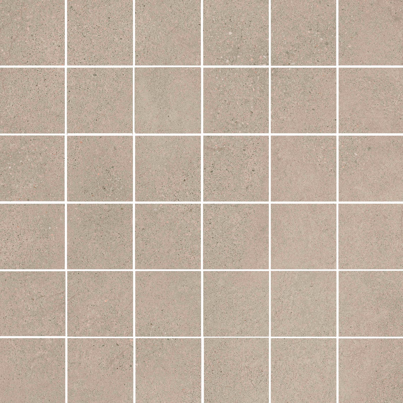 Mosaikfliese aus Feinsteinzeug in Betonoptik Tau Integra Greige 5x5, 30x30 cm, Greige