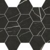 036.297.0157.09213-1 Sechseck-Mosaikfliese aus Feinsteinzeug in Marmoroptik Tau Elite Black Hex, 32,5x22,5 cm, Schwarz