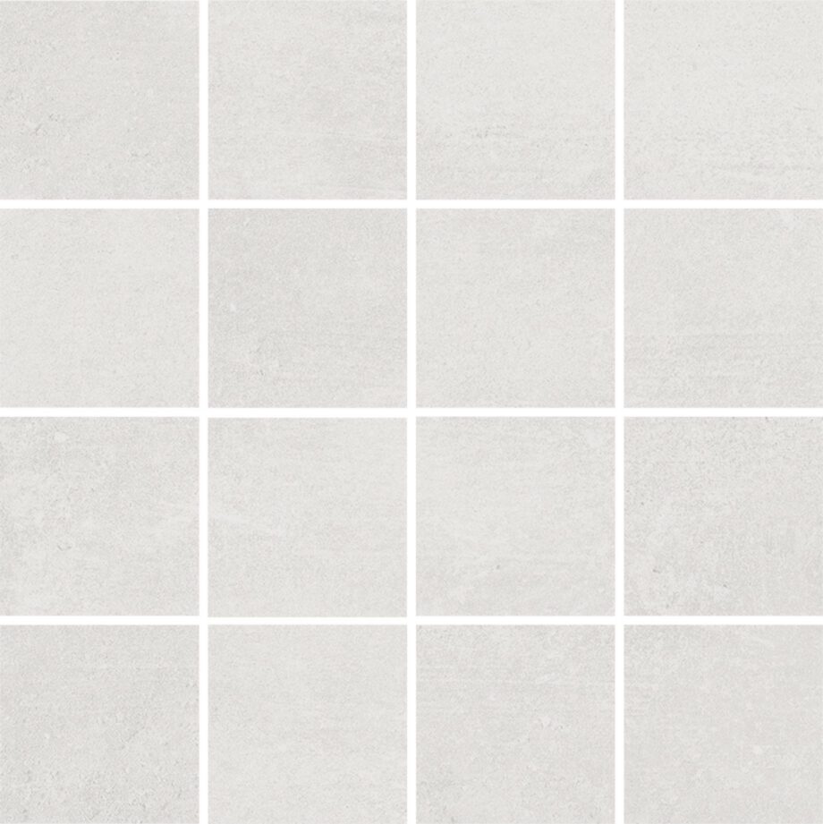 036.635.0108.06613-1 Mosaikfliese aus Feinsteinzeug in Betonoptik Tau Lema White 7x7, 30x30 cm, Weiß