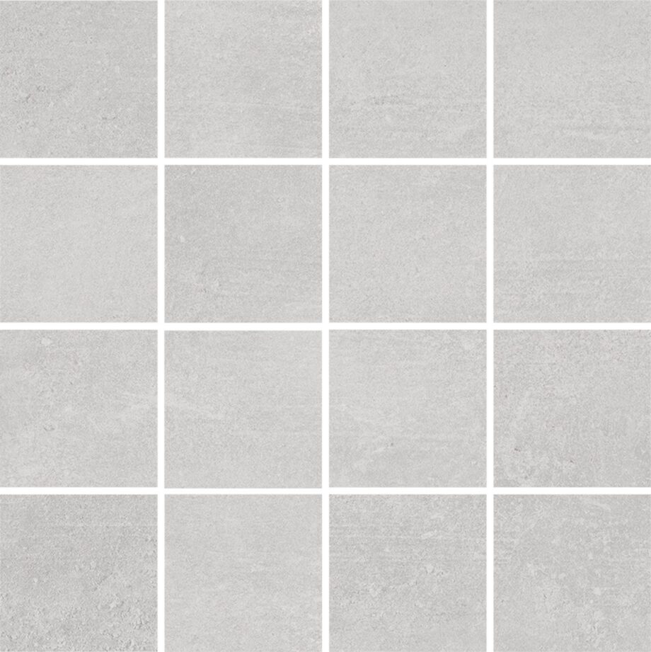 036.635.0169.06613-1 Mosaikfliese aus Feinsteinzeug in Betonoptik Tau Lema Pearl 7x7, 30x30 cm, Perlgrau