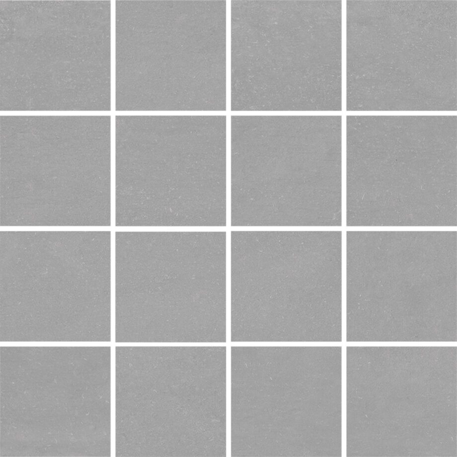036.635.0183.06613-1 Mosaikfliese aus Feinsteinzeug in Betonoptik Tau Lema Silver 7x7, 30x30 cm, Silbergrau