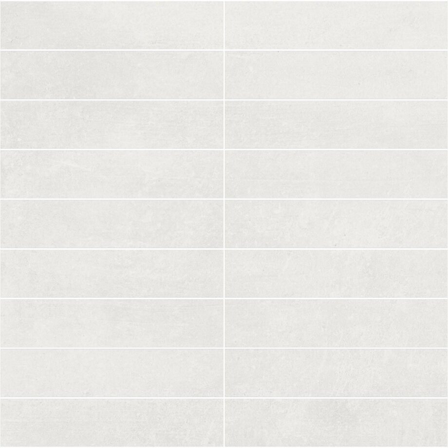 036.897.0108.06613-1 Mosaikfliese aus Feinsteinzeug in Betonoptik Tau Lema White 3x15, 30x30 cm, Weiß
