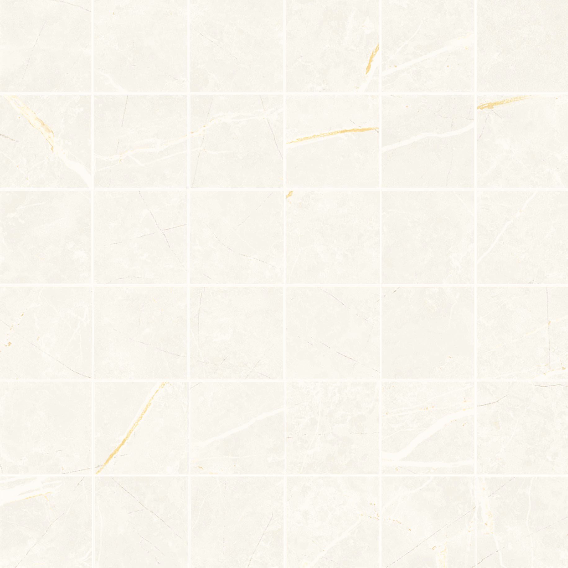 Polierte Mosaikfliese aus Feinsteinzeug in Marmoroptik Tau Elite White 5x5 Pol, 30x30 cm, Weiß