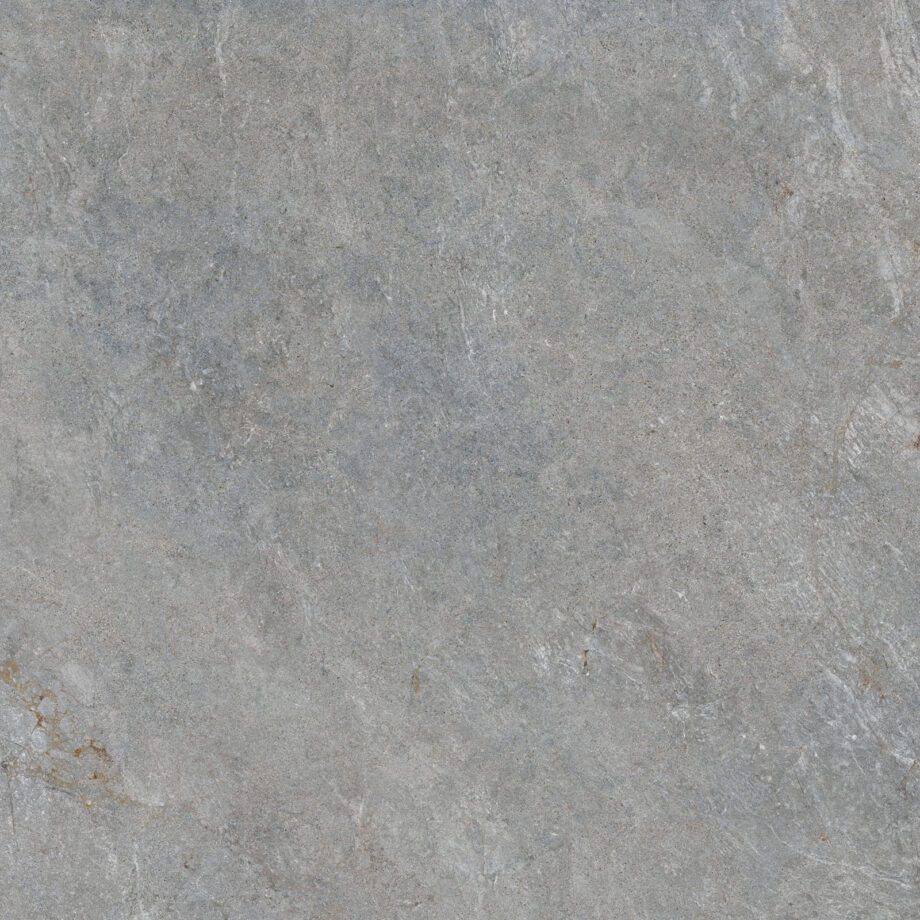 Halbpolierte Bodenfliese aus Feinsteinzeug in Steinoptik Tau Caribbean Silver SP, 90x90 cm, Silbergrau, rektifiziert