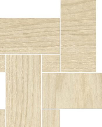 Mosaikfliese aus Feinsteinzeug in Holzoptik Tau Loire Sand Legno, 22x22 cm, Sandbeige