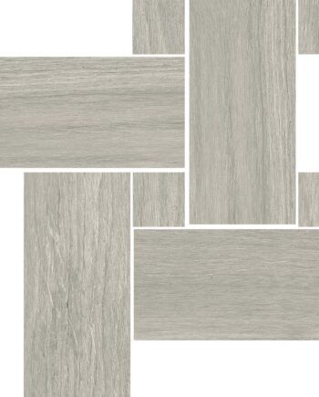 Mosaikfliese aus Feinsteinzeug in Holzoptik Tau Loire Silver Legno, 22x22 cm, Silbergrau