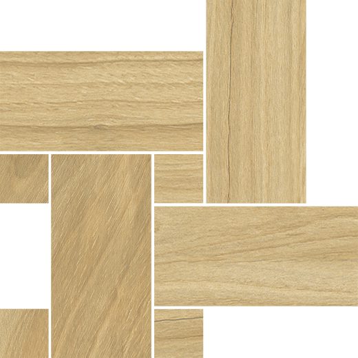 Mosaikfliese aus Feinsteinzeug in Holzoptik Tau Loire Camel Legno, 22x22 cm, Camel