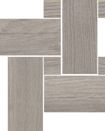 Mosaikfliese aus Feinsteinzeug in Holzoptik Tau Loire Gray Legno, 22x22 cm, Grau