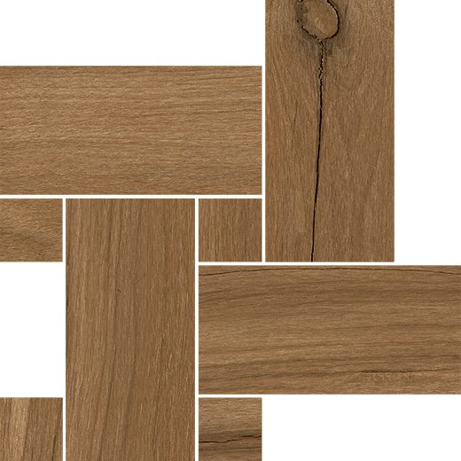 Mosaikfliese aus Feinsteinzeug in Holzoptik Tau Loire Umber Legno, 22x22 cm, Umbra