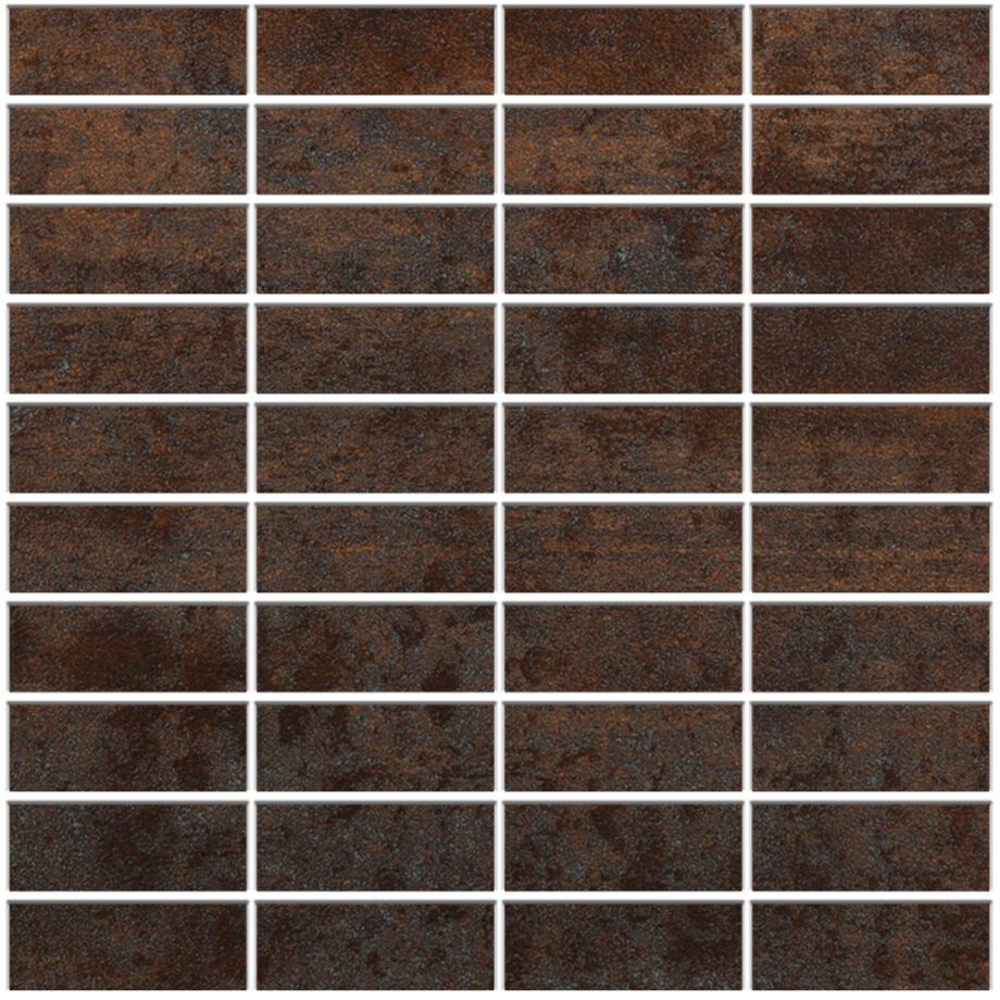 041.180.0898.03972-1 Mosaikfliese aus Feinsteinzeug in Cortenstahl-Optik Tau Corten A, 30x30 cm, Rostbraun
