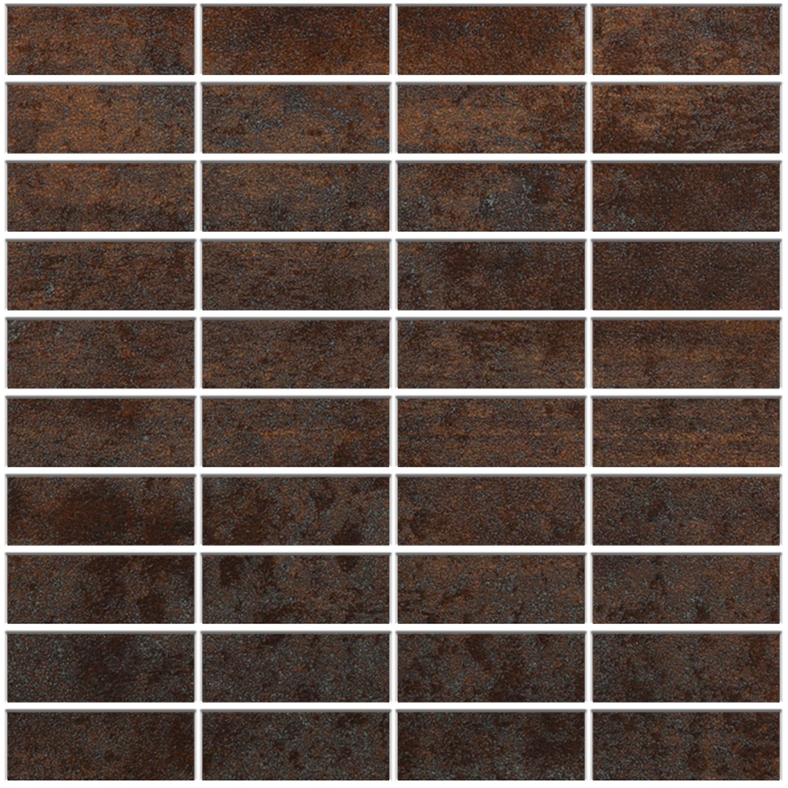 Mosaikfliese aus Feinsteinzeug in Cortenstahl-Optik Tau Corten A, 30x30 cm, Rostbraun
