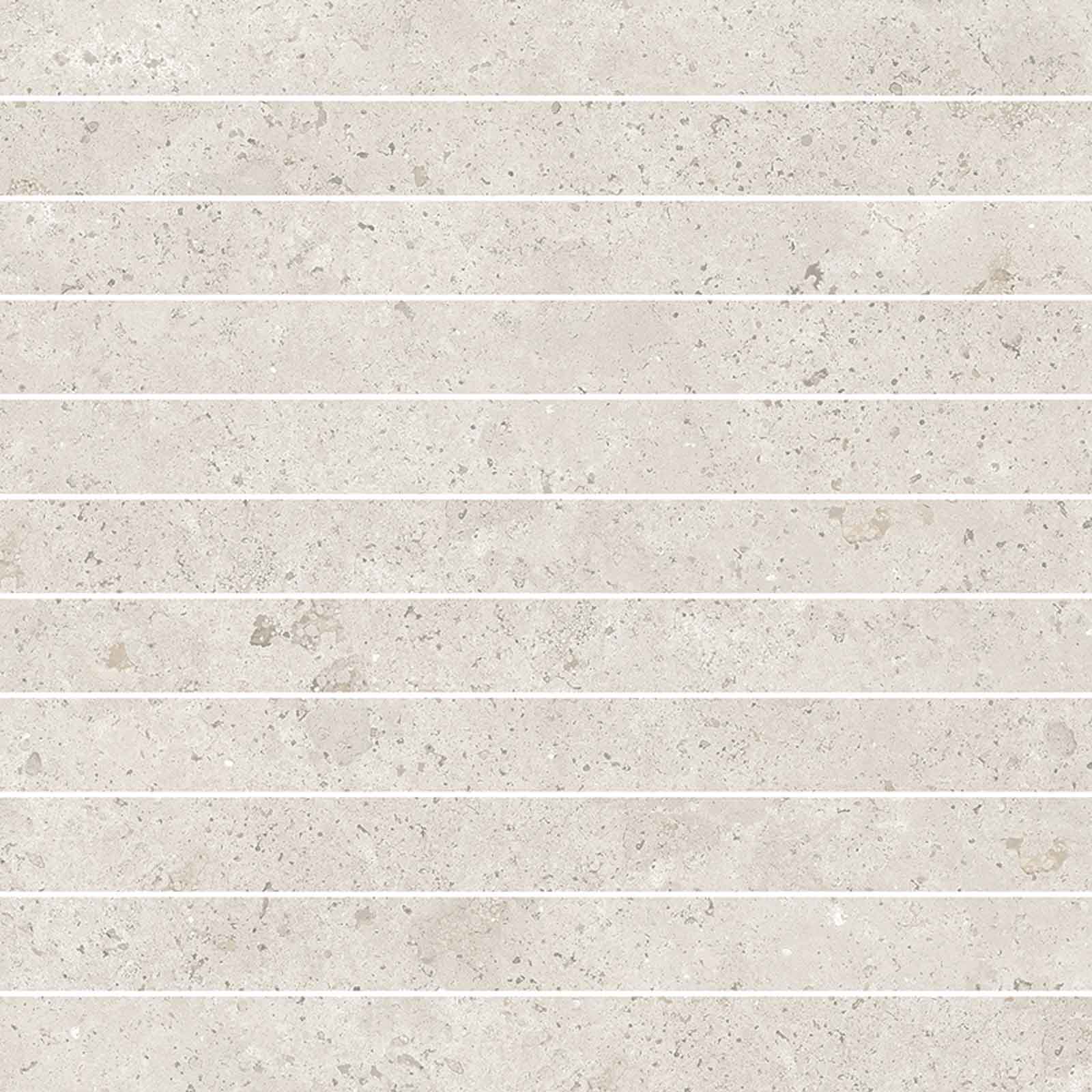 Mosaikfliese aus Feinsteinzeug in Steinoptik Tau Campaspero TXT White, 30x30 cm, Weiß