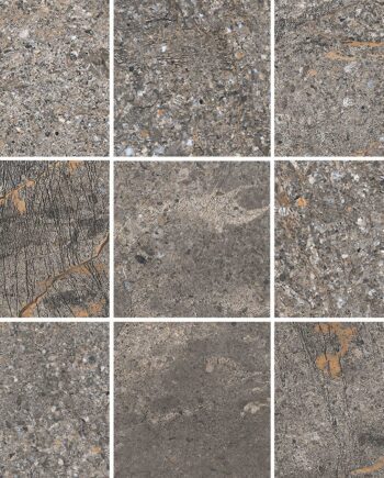 Mosaikfliese aus Feinsteinzeug in Steinoptik Tau Mainstone Gray 10x10, 30x30 cm, Grau