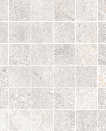 Mosaikfliese aus Feinsteinzeug in Steinoptik Tau Mainstone Silver 5x5, 30x30 cm, Silbergrau