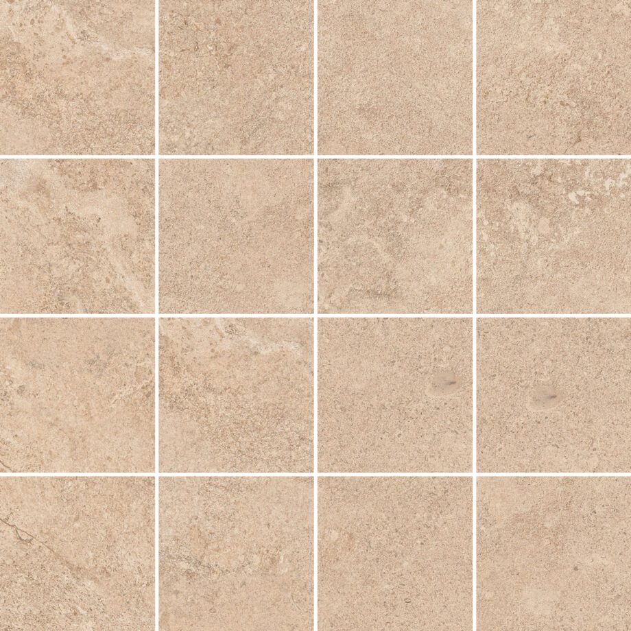 041.635.0119.15205-1 Mosaikfliese aus Feinsteinzeug in Steinoptik Tau Dorset Sand 7x7, 30x30 cm, Sandbeige