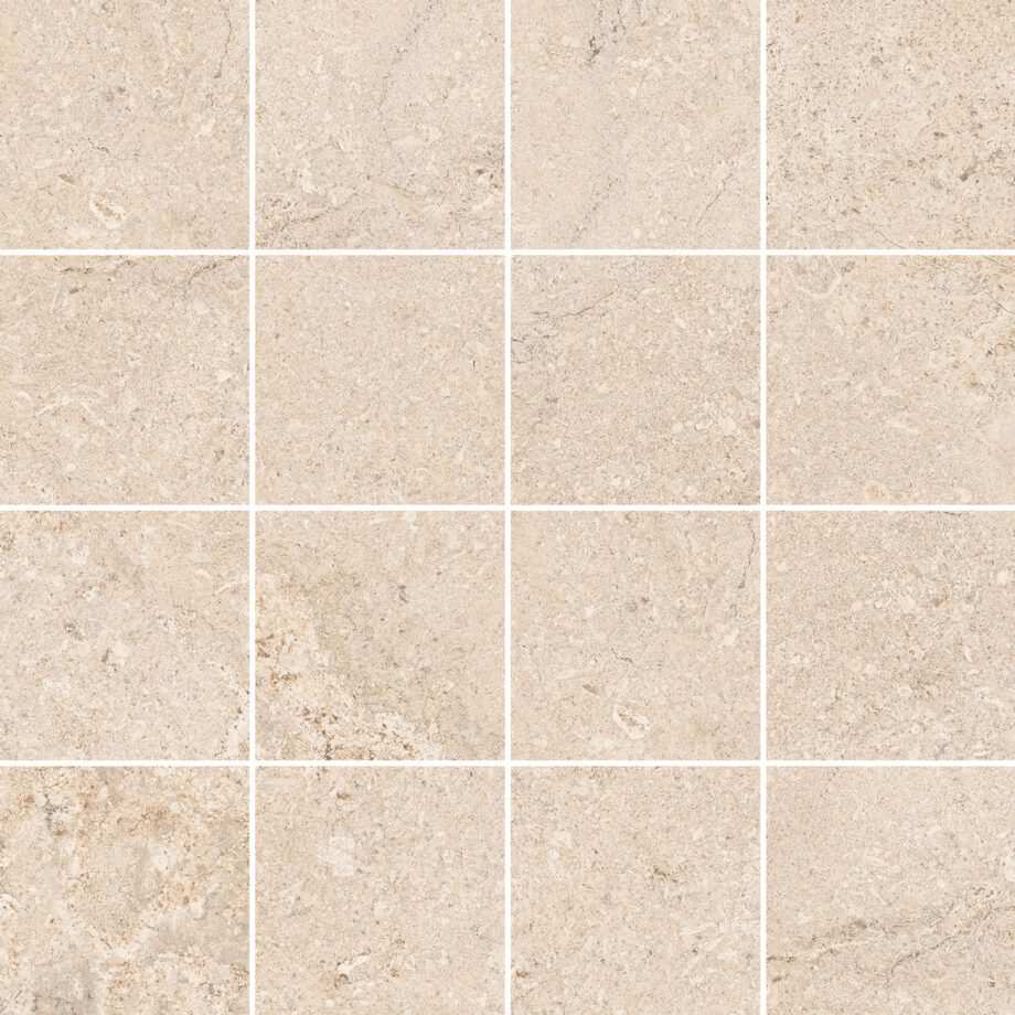 041.635.0313.15205-1 Mosaikfliese aus Feinsteinzeug in Steinoptik Tau Dorset Linen 7x7, 30x30 cm, Leinenbeige