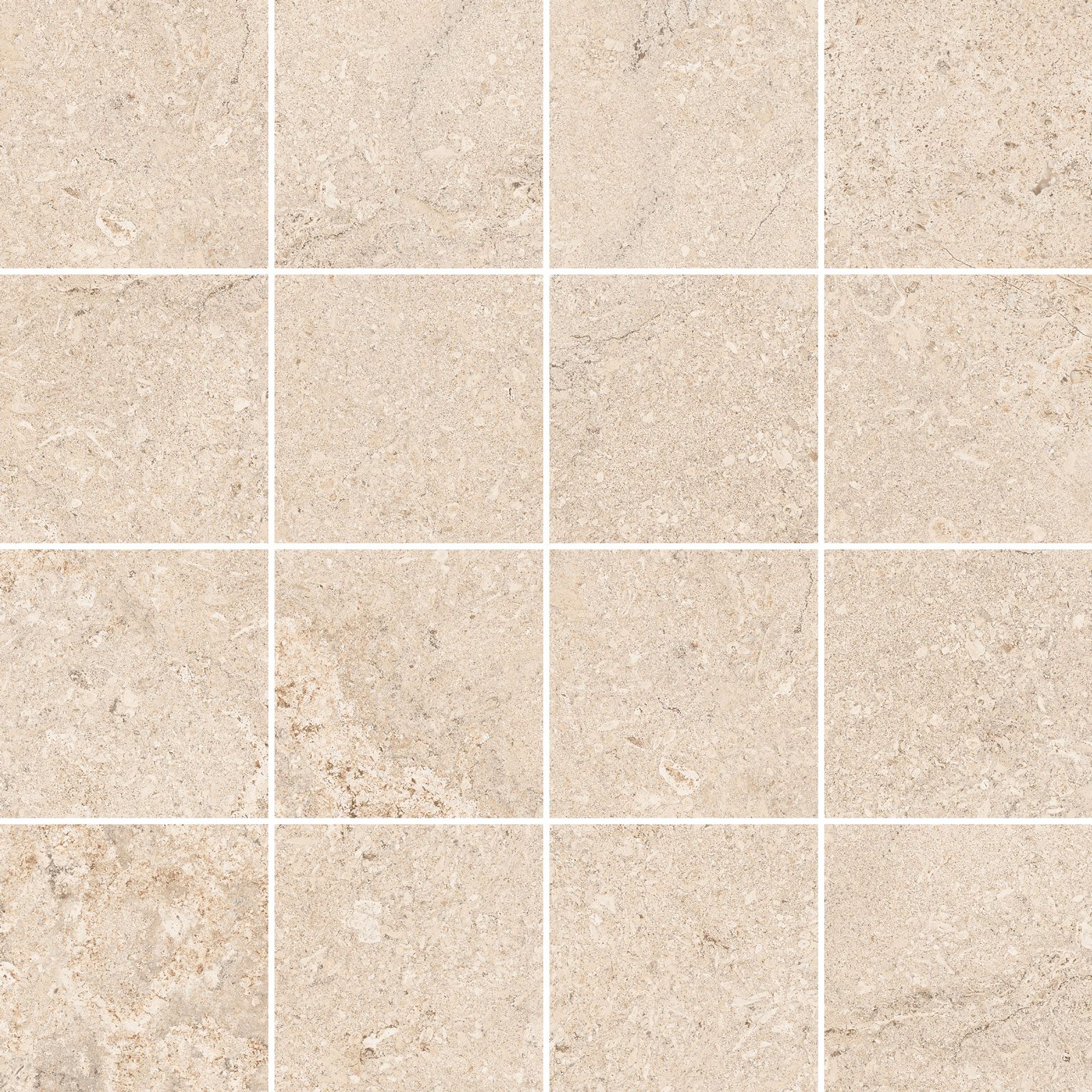 Mosaikfliese aus Feinsteinzeug in Steinoptik Tau Dorset Linen 7x7, 30x30 cm, Leinenbeige