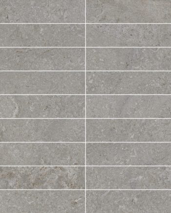 Mosaikfliese aus Feinsteinzeug in Steinoptik Tau Dorset Silver 3x15, 30x30 cm, Silbergrau