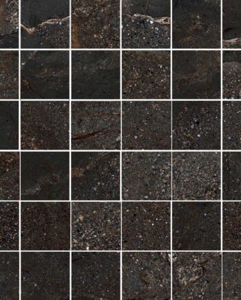 Mosaikfliese aus Feinsteinzeug in Steinoptik Tau Mainstone Black 5x5 Pol, 30x30 cm, Schwarz