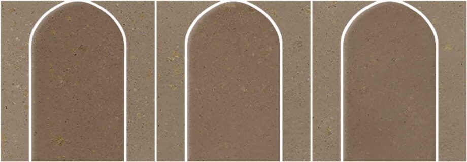 088.141.0154.15724-1 Mosaikfliese aus Feinsteinzeug in Betonoptik Tau Detroit Cotto Arco, 43,7x14,3 cm, Terrakotta