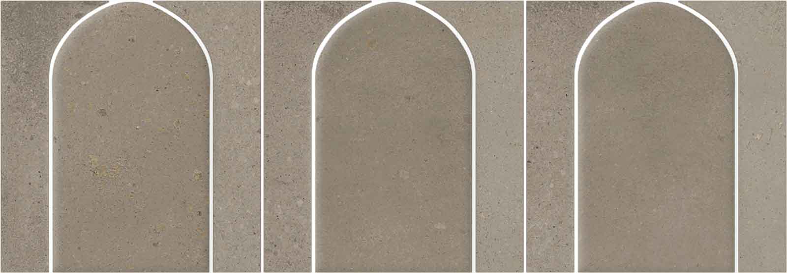 Mosaikfliese aus Feinsteinzeug in Betonoptik Tau Detroit Greige Arco, 43,7x14,3 cm, Greige