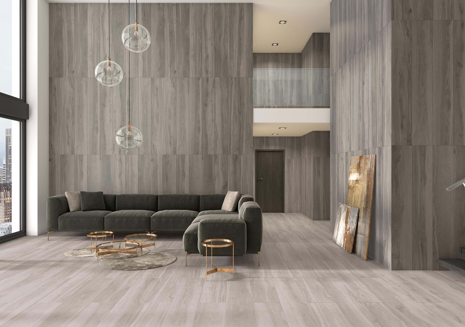 Matte Bodenfliese aus Feinsteinzeug in Holzoptik Tau Origin Silver, 22,5x180 cm, 11 mm, Silbergrau, R10, rektifiziert – 3