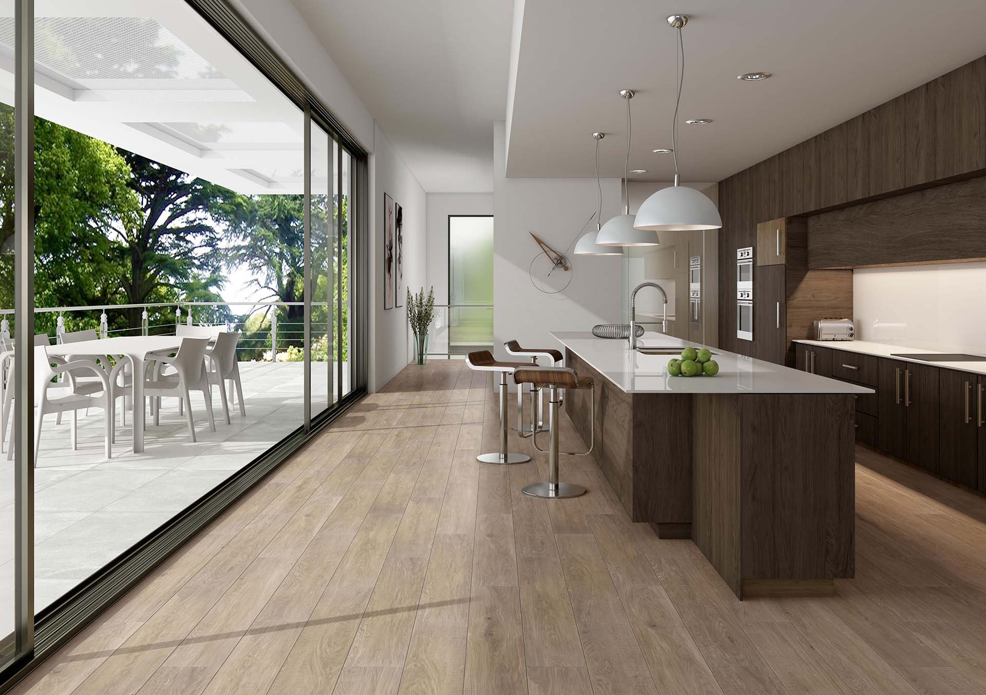 Rutschhemmende Bodenfliese aus Feinsteinzeug in Holzoptik Tau Ragusa Sand, 20x120 cm, 9 mm, Sandbeige, R11, rektifiziert – 4