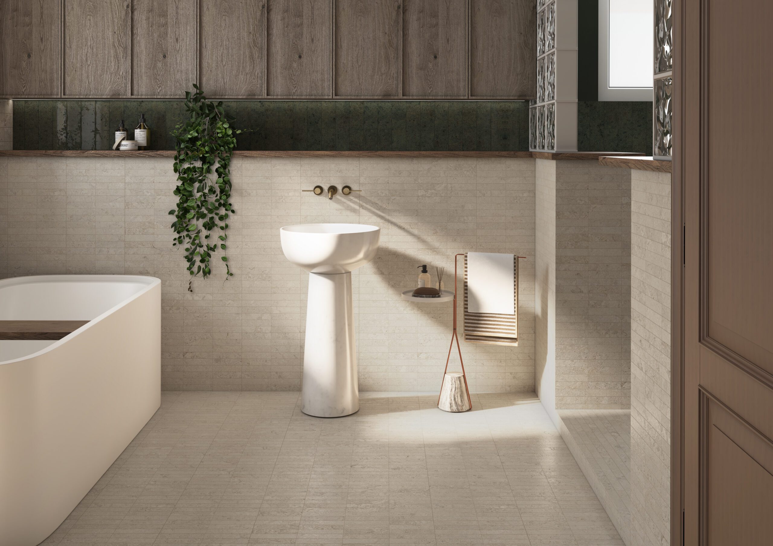 Rutschhemmende Bodenfliese aus Feinsteinzeug in Steinoptik Tau Dorset Sand ADZ, 60x120 cm, Sandbeige, R11, rektifiziert – 4