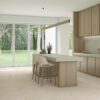 Matte Bodenfliese aus Feinsteinzeug in Terrazzo-Optik Tau Portobello Sand, 100x100 cm, Sandbeige, R10, rektifiziert – 3
