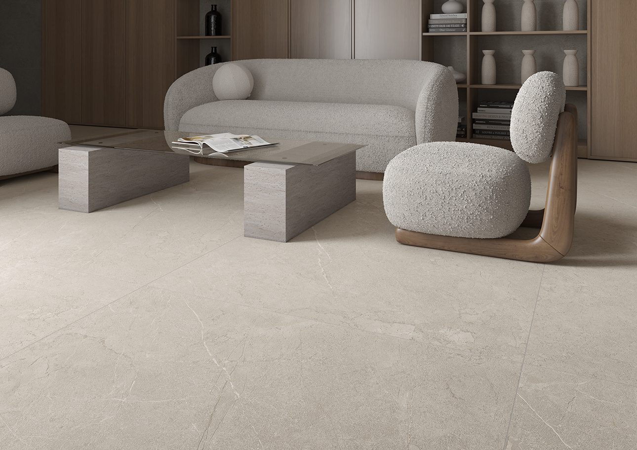 Feinsteinzeug-Wandfliese in Steinoptik mit Relief Tau Lithos Relief White, 60x120 cm, Weiß, R10, rektifiziert – 2