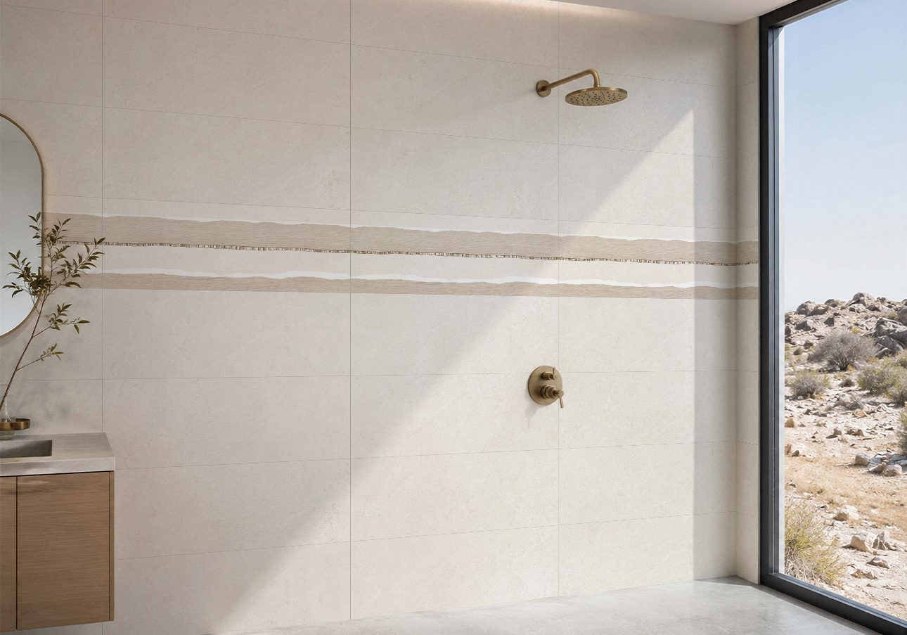 Dekor-Wandfliese aus Keramik Tau Lithos Wall Brading White, 30x90 cm, Weiß – 2