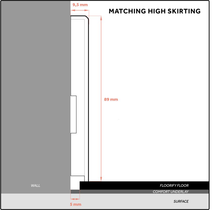 Hohe Sockelleiste Floorify für Vinylboden, passendes Dekor, 89x9,5x2000 mm – 2