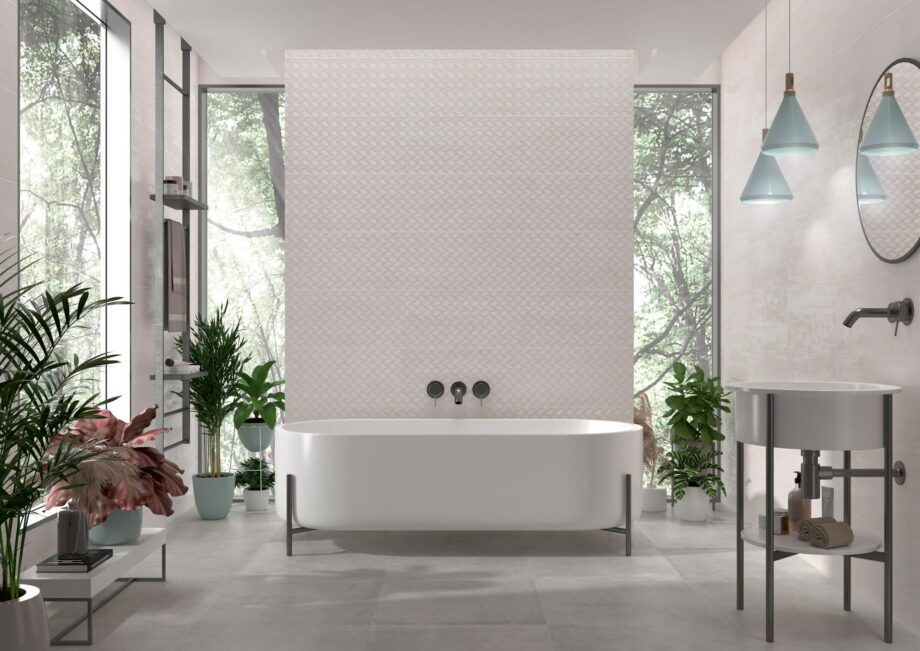 Keramik-Wandfliese in Metalloptik mit Relief Tau Corten Wall Orne Linen, 30x60 cm, Leinenbeige, rektifiziert – 2