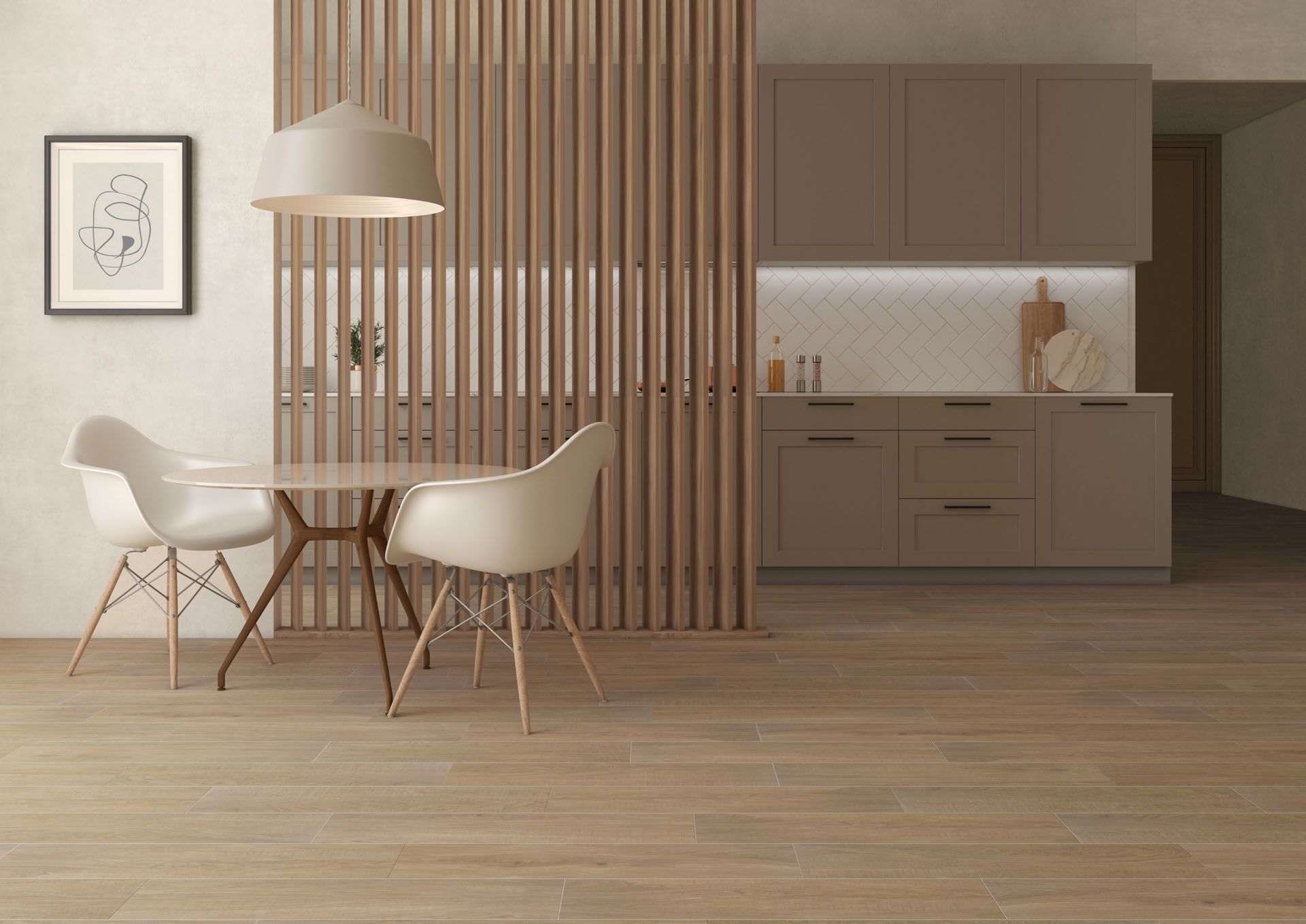Rutschhemmende Bodenfliese aus Feinsteinzeug in Holzoptik Tau Ragusa Sand, 20x120 cm, 9 mm, Sandbeige, R11, rektifiziert – 3