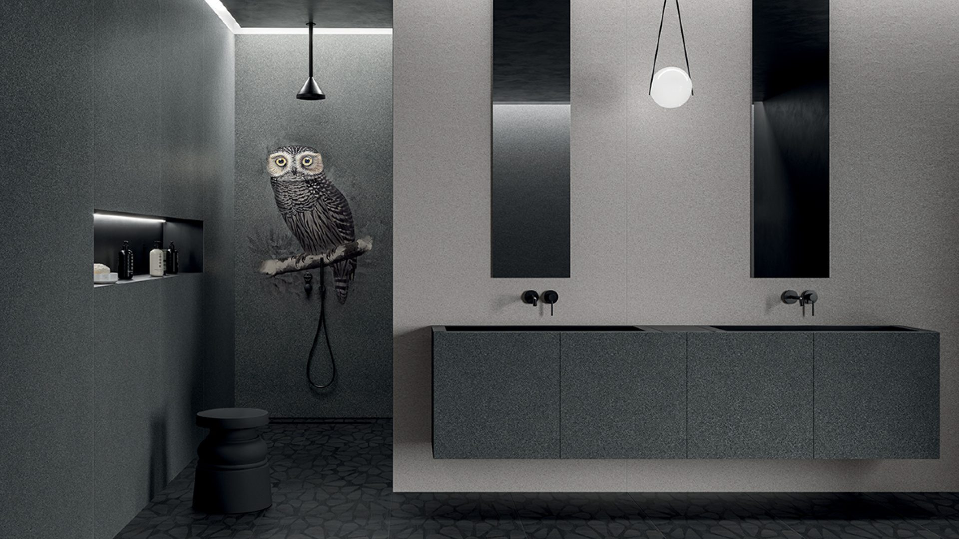 Gemustertes grossformatiges Feinsteinzeug Dekorpaneel ABK Moooi Special Edition Cloistered Dove, 120x280 cm, 6 mm, natur matt – 2