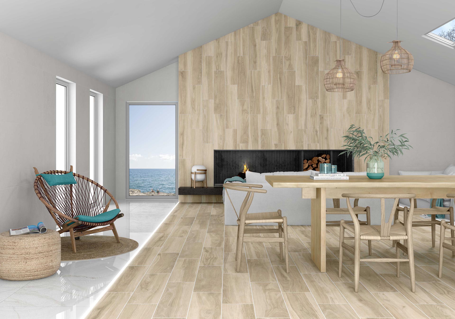 Matte Bodenfliese aus Feinsteinzeug in Holzoptik Tau Origin Sand, 22,5x180 cm, 11 mm, Sandbeige, R10, rektifiziert – 2