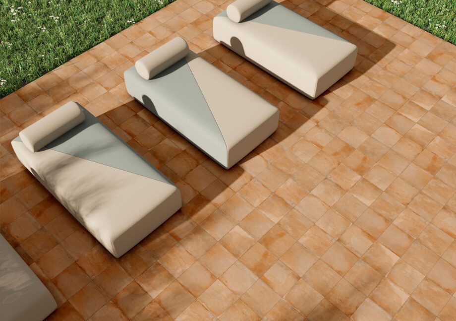 Rutschhemmende Bodenfliese aus Feinsteinzeug in Cotto-Optik Tau Terracotta Cotto, 33,3x33,3 cm, 8,5 mm, Terrakotta, R11 – 2