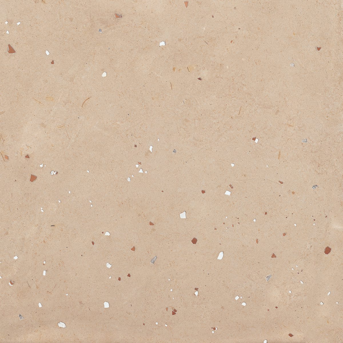 Feinsteinzeug Grossformatplatte in Terrazzo-Optik ABK Moooi Egg Scape Hay, 120x280 cm, 6 mm, natur matt
