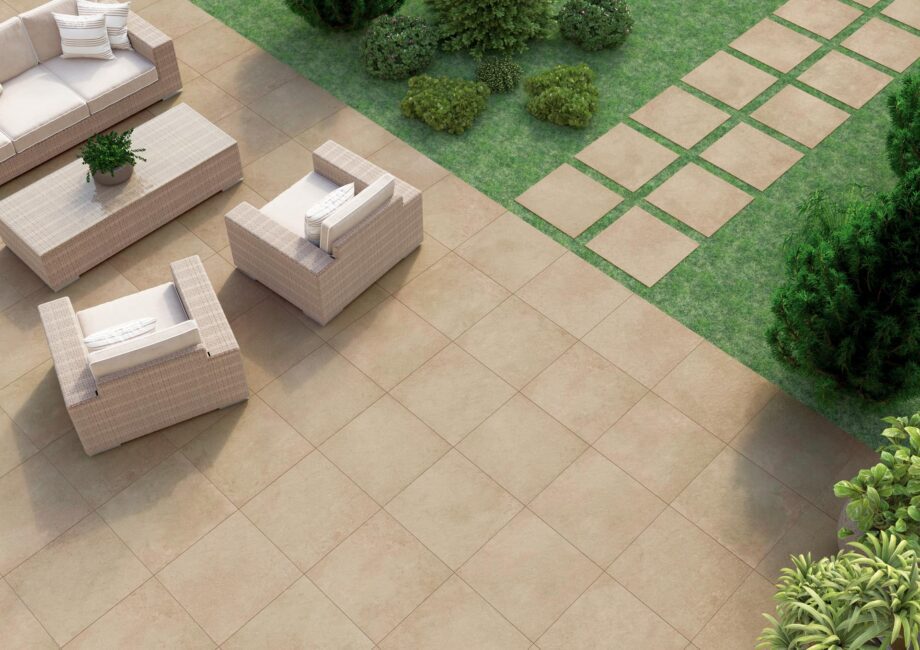 Feinsteinzeug Terrassenplatte in Betonoptik Tau Integra Greige, 60x120 cm, 20 mm, Greige, R11, rektifiziert – 3
