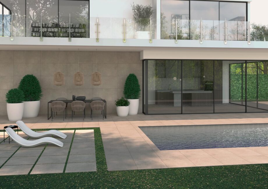 Feinsteinzeug Terrassenplatte in Betonoptik Tau Integra Greige, 60x120 cm, 20 mm, Greige, R11, rektifiziert – 2