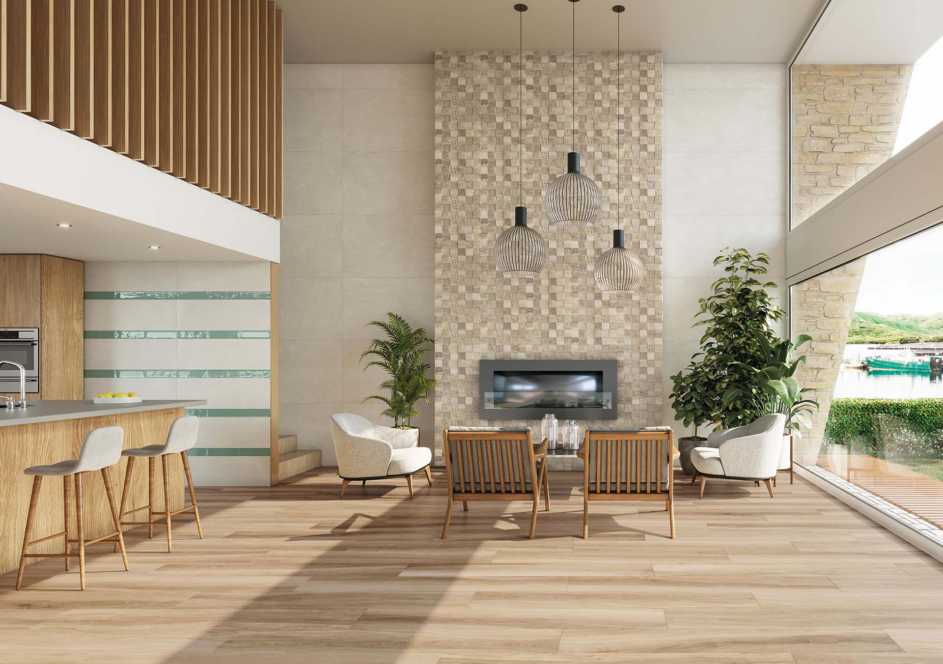 Matte Bodenfliese aus Feinsteinzeug in Holzoptik Tau Bohars Sand, 20x120 cm, 9 mm, Sandbeige, rektifiziert – 2