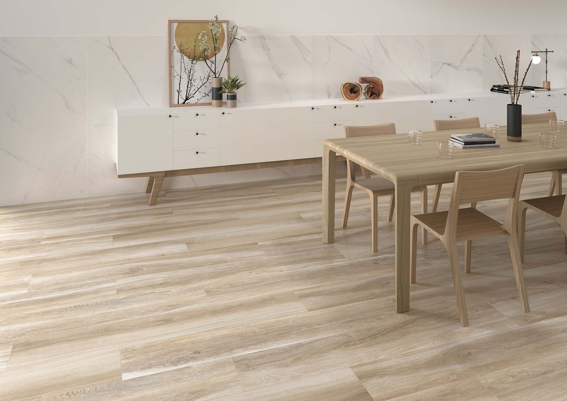 Matte Bodenfliese aus Feinsteinzeug in Holzoptik Tau Bohars Olivo, 20x120 cm, 9 mm, Olivenholz, rektifiziert – 2