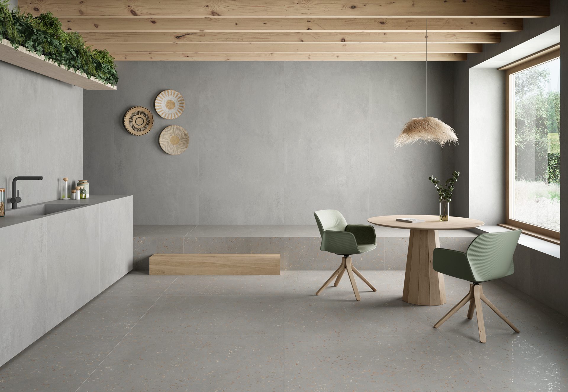 Matte Großformatplatte aus Feinsteinzeug in Betonoptik Tau Lema Silver, 120x280 cm, 6 mm, Silbergrau, rektifiziert – 2