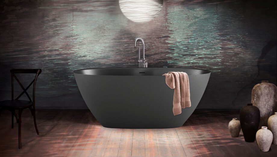 Must eraldiseisev kivivann PAA PERLA 145 145×71 cm, Graphite, matt 2 PAA PERLA 160 schwarze freistehende Badewanne Graphite, matt 160x75 cm – 2
