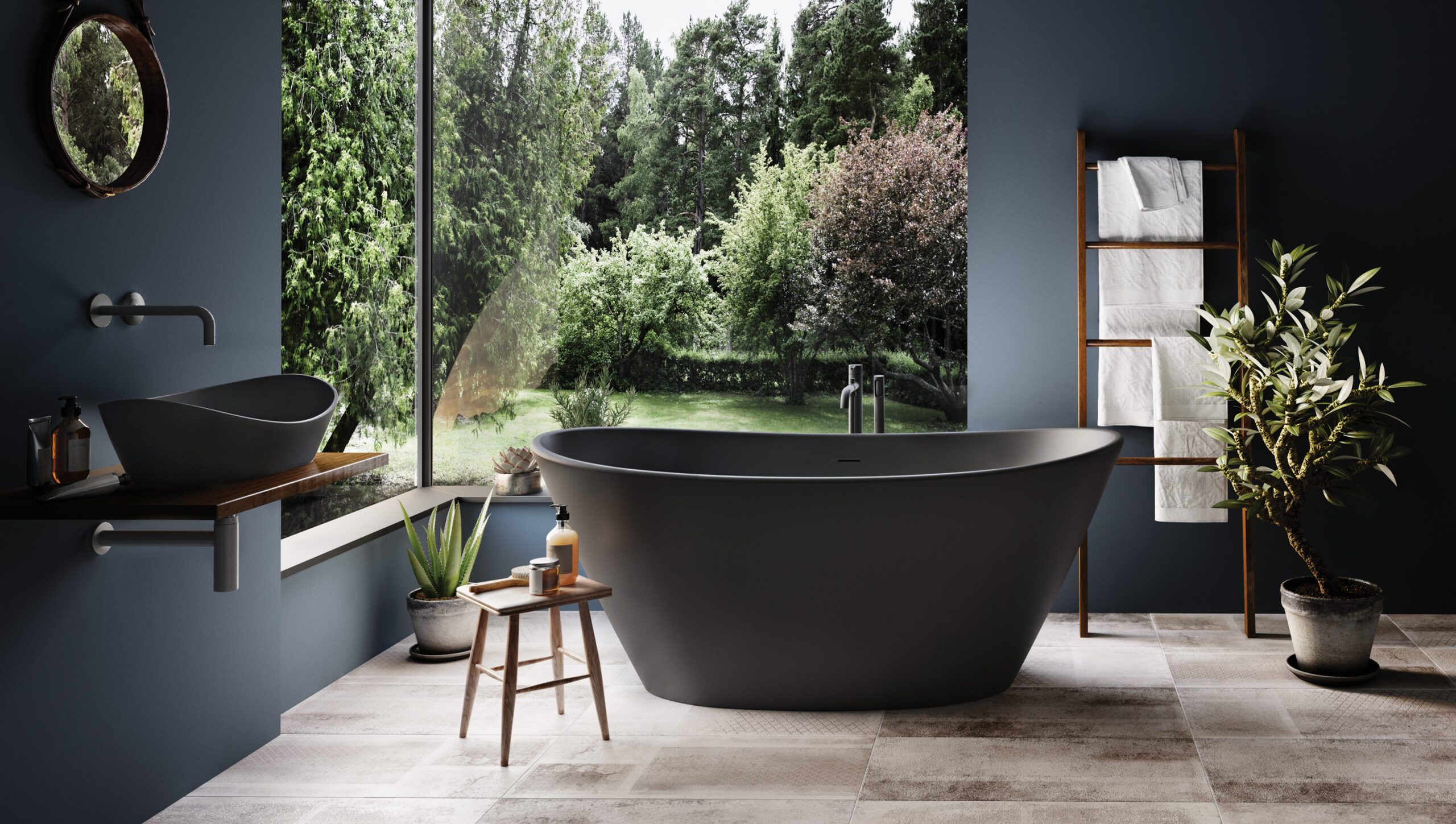Freistehende Badewanne PAA AMORE 160x85 cm, Graphite schwarz – 3