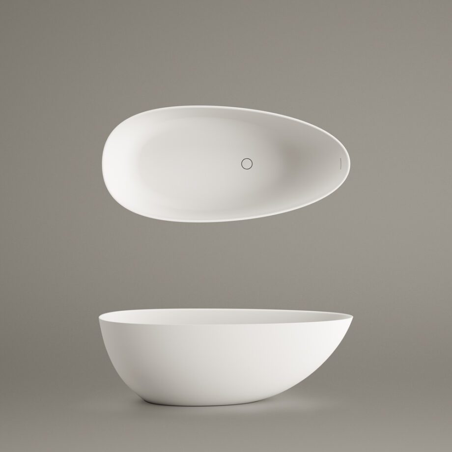 Eraldiseisev kivivann PAA BELLA OVO 170×80 cm, matt Silkstone 2 PAA BELLA OVO freistehende Badewanne aus Silkstone 170x80 cm, matt – 2