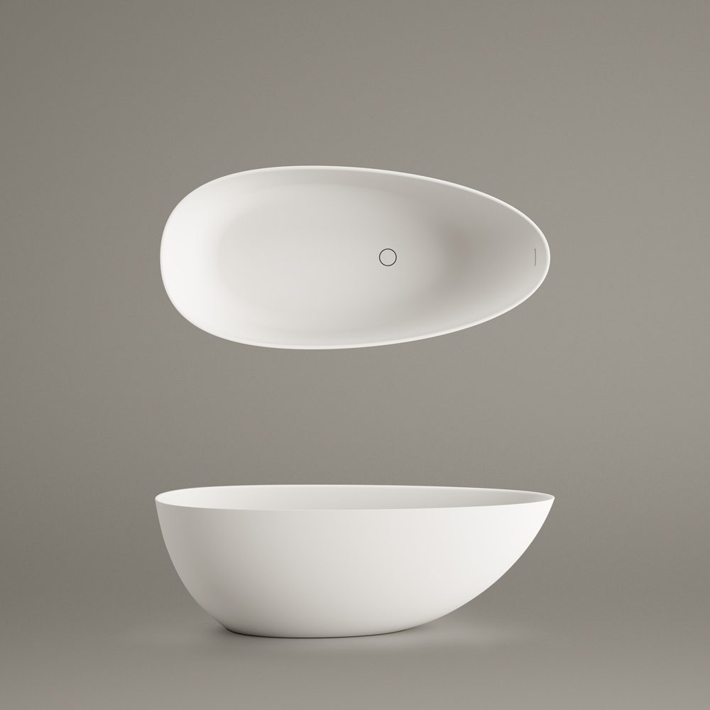 PAA BELLA OVO freistehende Badewanne aus Silkstone 170x80 cm, matt – 2