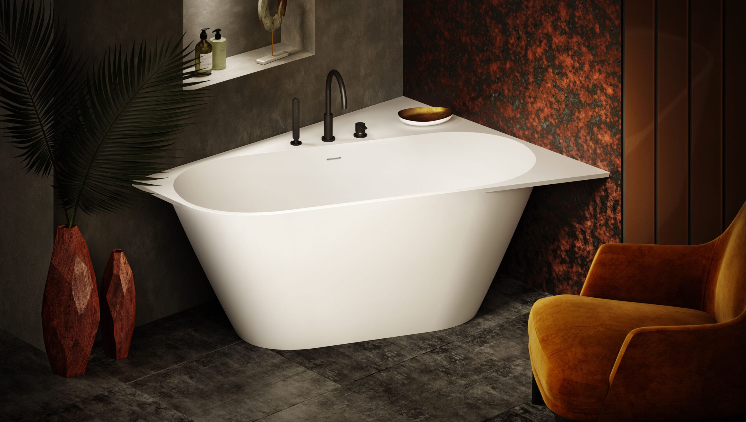 Eckbadewanne PAA DECO CORNER A 160x127 cm, links, Silkstone – 2