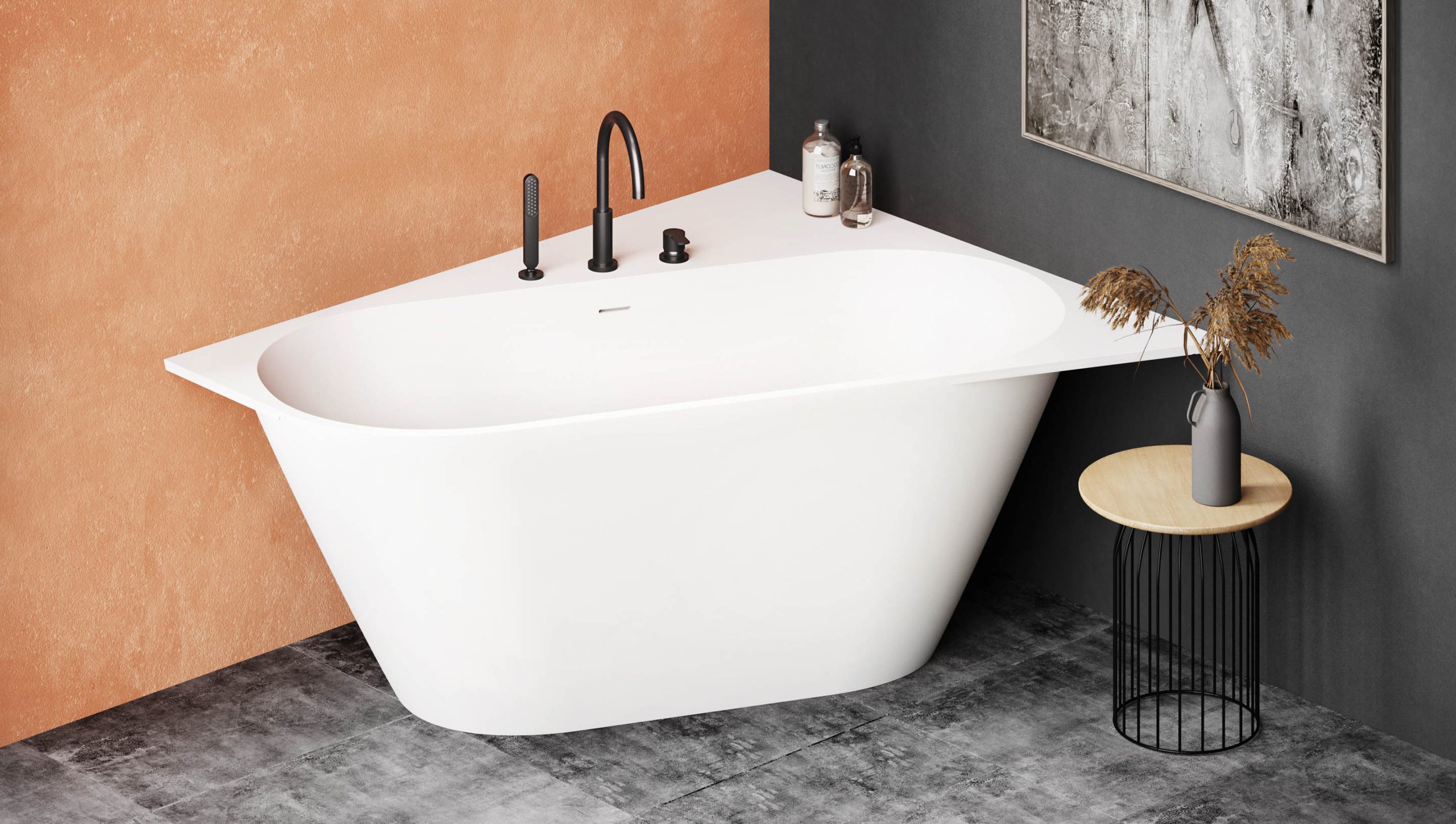 Eckbadewanne PAA DECO CORNER A 160x127 cm, links, Silkstone